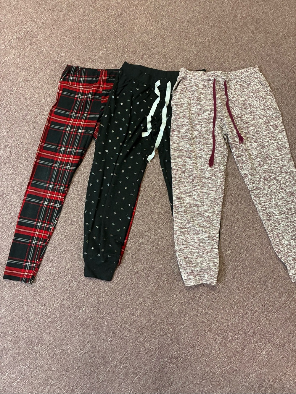 Juniours Plaid, Star and Marled Jogger Pants 3-Pack - Black/Red/Gray